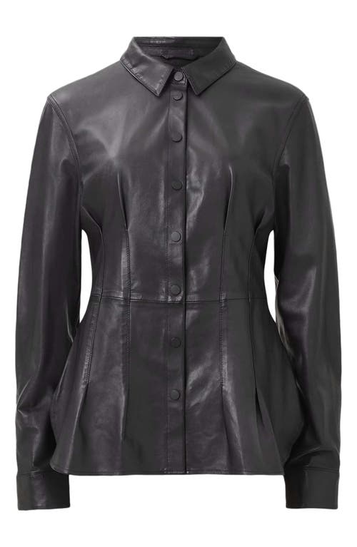 Allsaints Larson Lea Leather Jacket In Black