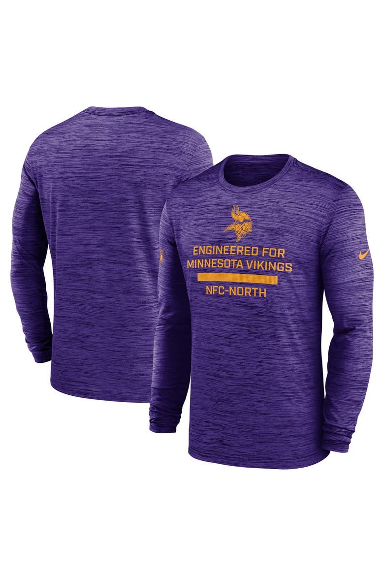 Men's Nike Purple Minnesota Vikings Sideline Velocity Performance Long Sleeve T-Shirt, Main, color, Purple