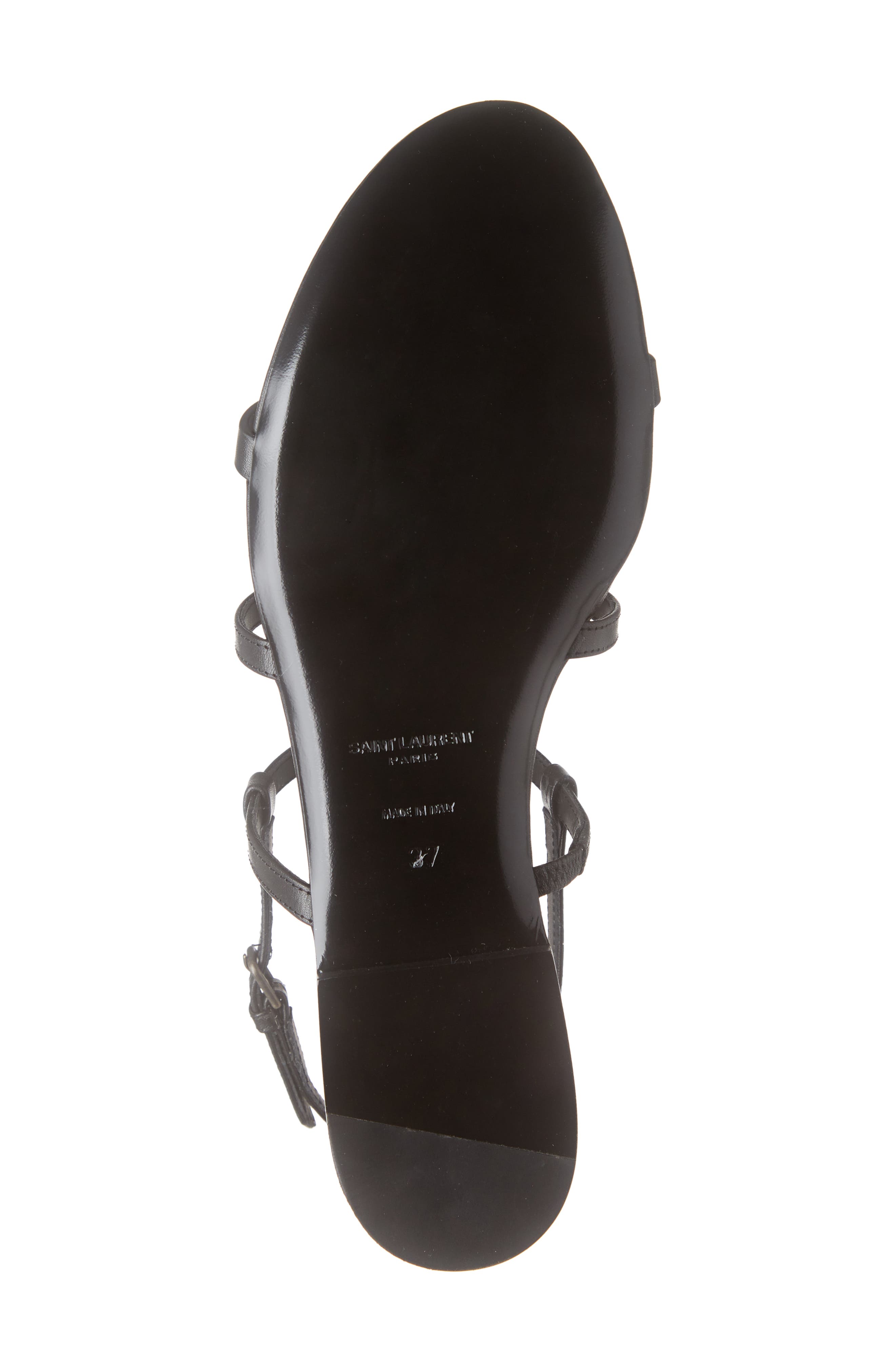 Cassandra YSL Logo Strappy Sandal, Alternate, color, BLACK