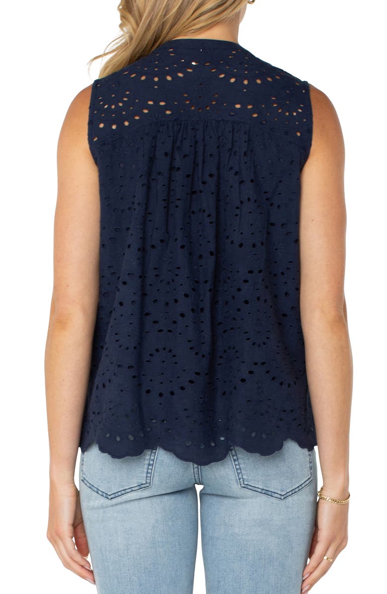 Liverpool Los Angeles Eyelet Embroidery Sleeveless Shirt, Alternate, color, 