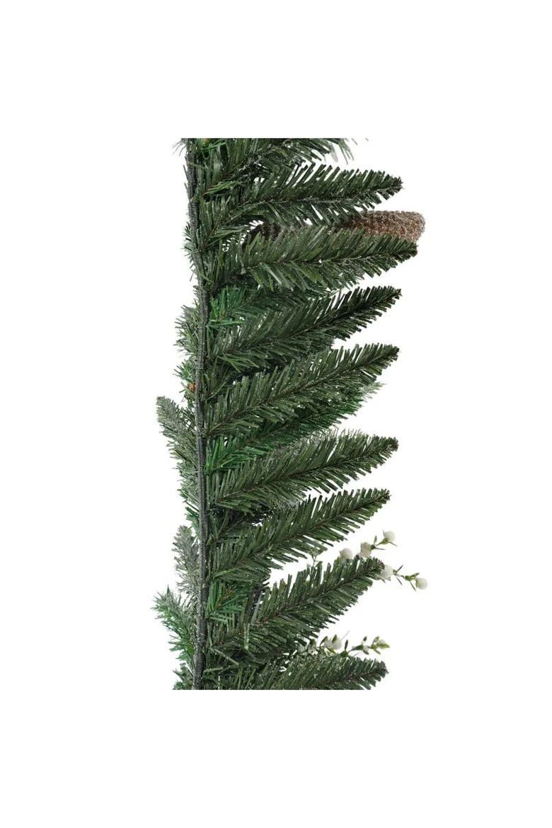 9' Flocked Woodland Pine & Berry Garland, Alternate, color, Green