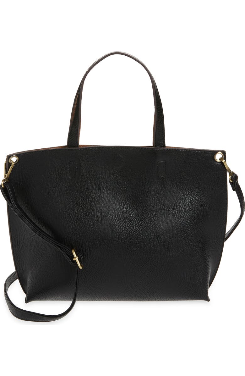 Street Level Mini Reversible Faux Leather Tote & Wristlet, Main, color,