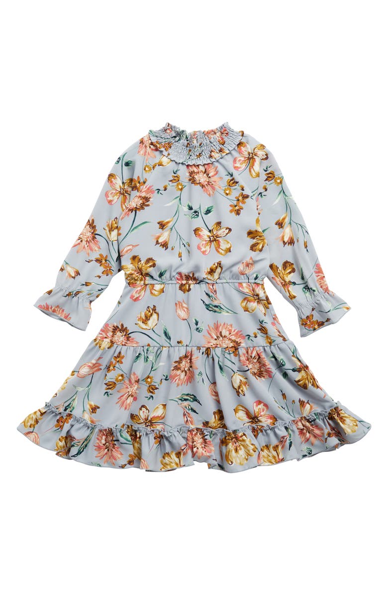 Ava & Yelly Kids' Floral Long Sleeve Fit & Flare Dress, Main, color, 