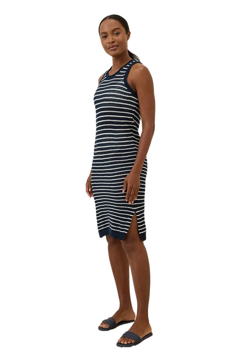 Beachside Linen Crochet Cover-Up Made with Organic Cotton, Alternate, color, Capri Stripe