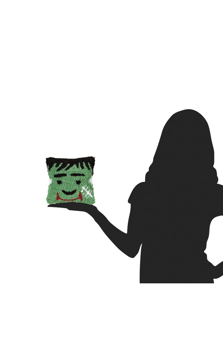 C&F Home Frankenstein Monster Hooked Petite Halloween Accent Pillow 8" x 8", Alternate, color, Green