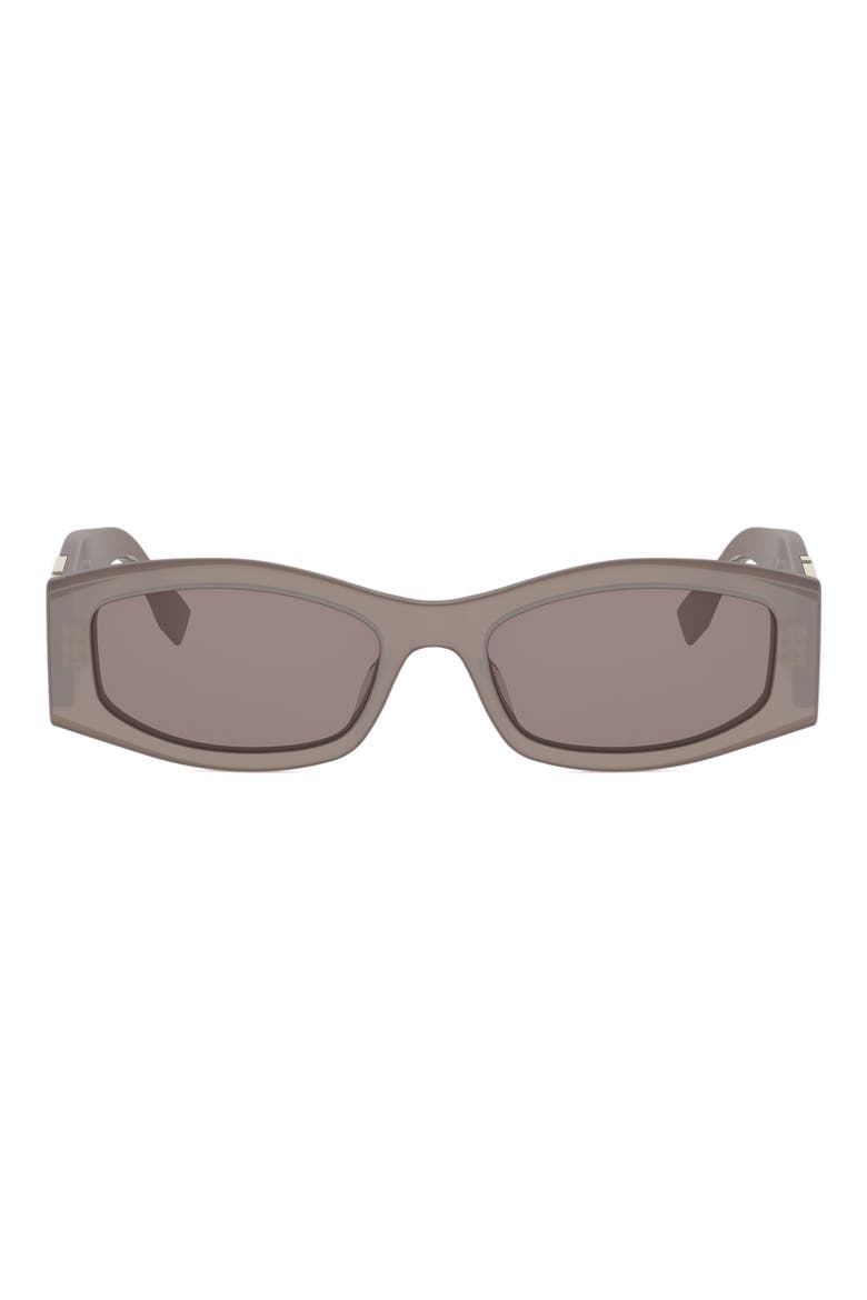 Forever Fendi 54mm Rectangular Sunglasses, Main, color, SHINY DARK BROWN / BROWN