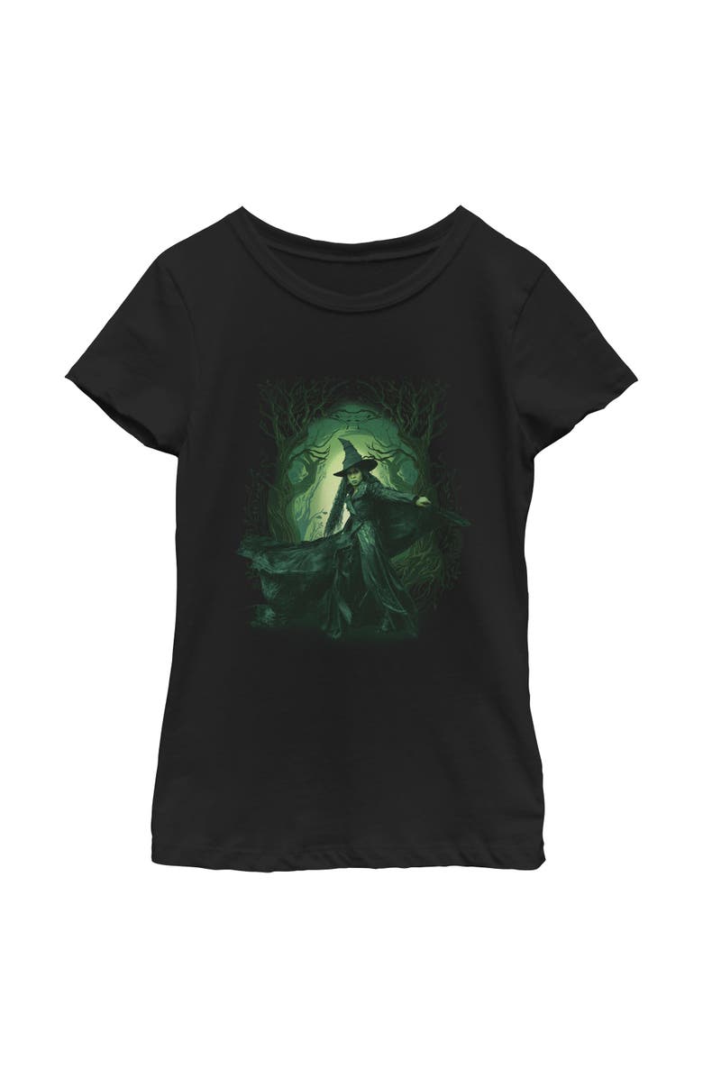 Wicked: For Good Girl's Wicked For Good Elphaba Green Forest Graphic T-Shirt, Main, color, Black