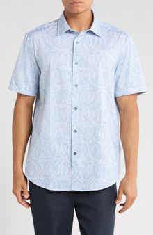Bugatchi Paisley Print Short Sleeve Shirt