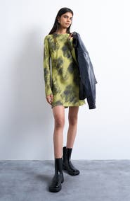 Topshop Abstract Print Bateau Neck Minidress