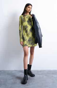 Topshop Abstract Print Bateau Neck Minidress