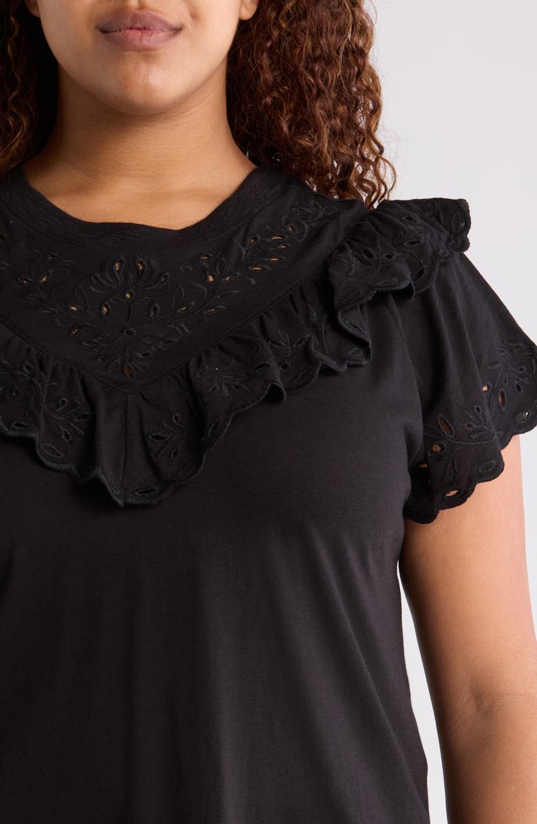 Wit & Wisdom Eyelet Ruffle T-Shirt, Alternate, color,