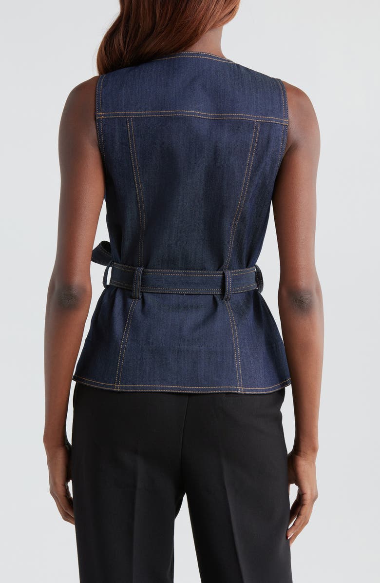 Cinq à Sept Renee Belted Denim Vest, Alternate, color, Indigo