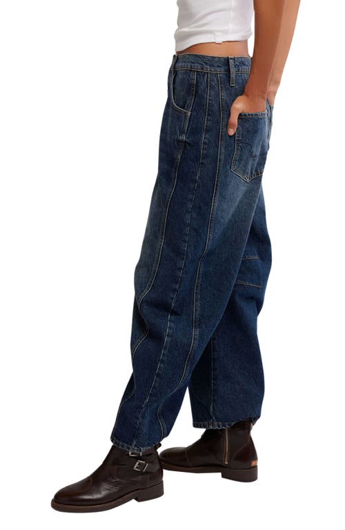 Shop Free People Good Luck Barrel Jeans In Deep End