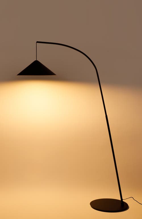 Brightech Devin 66" Modern Led Arc Floor Lamp With Hanging Black Metal Shade In Black