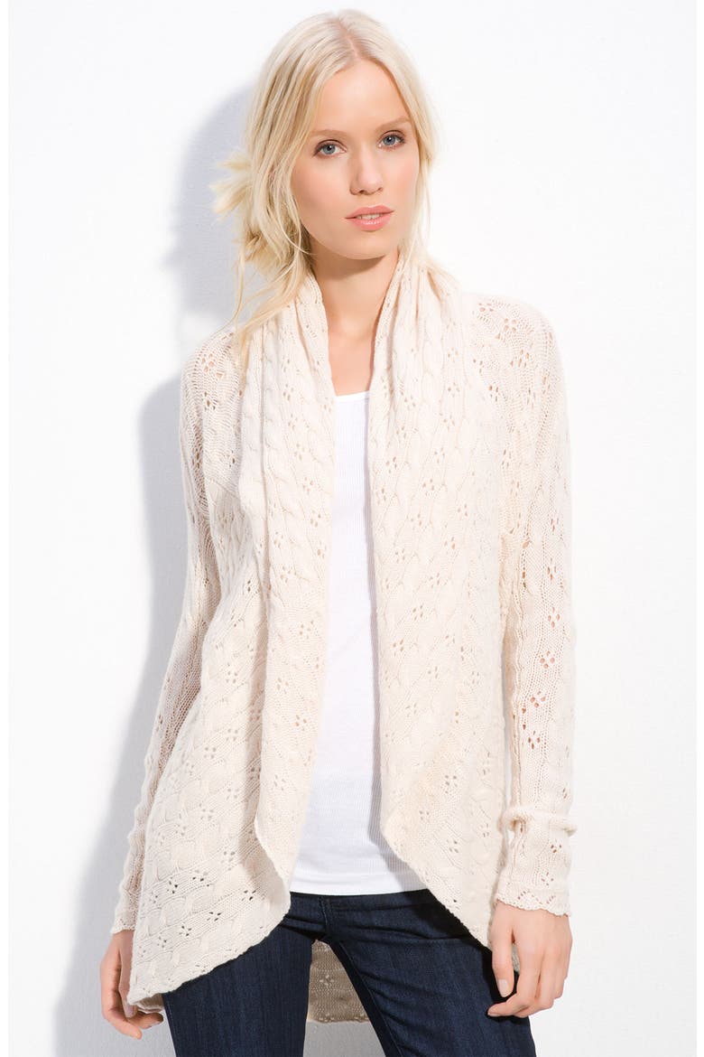 Pointelle Knit Cardigan, Main, color, OATMEAL