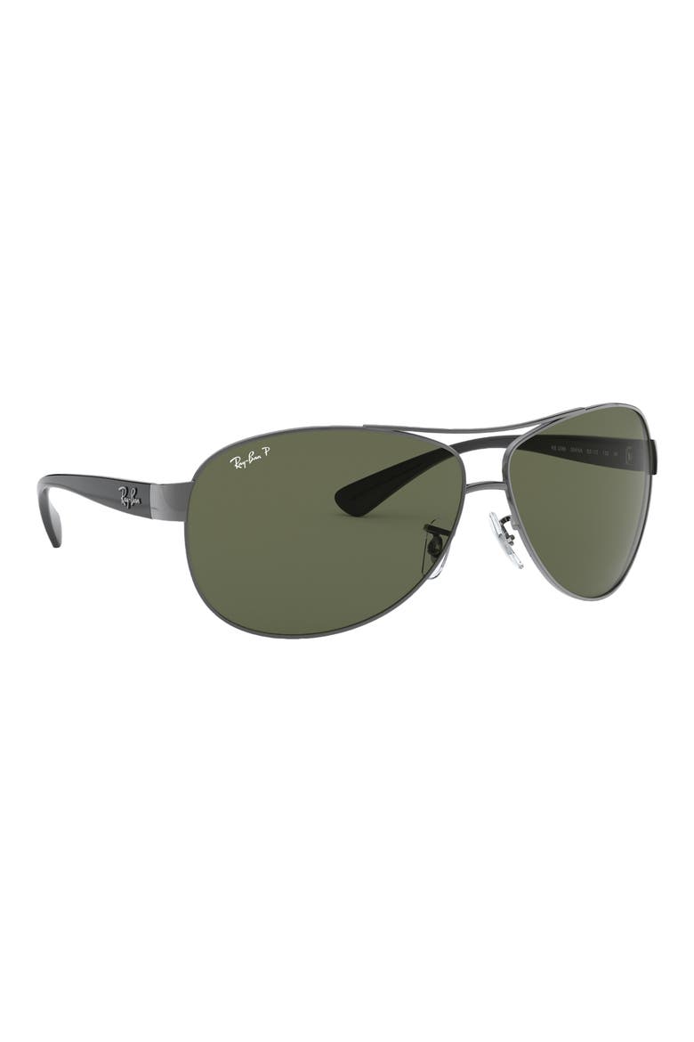 63mm Oversize Aviator Sunglasses, Alternate, color, GUNMETAL / GREEN