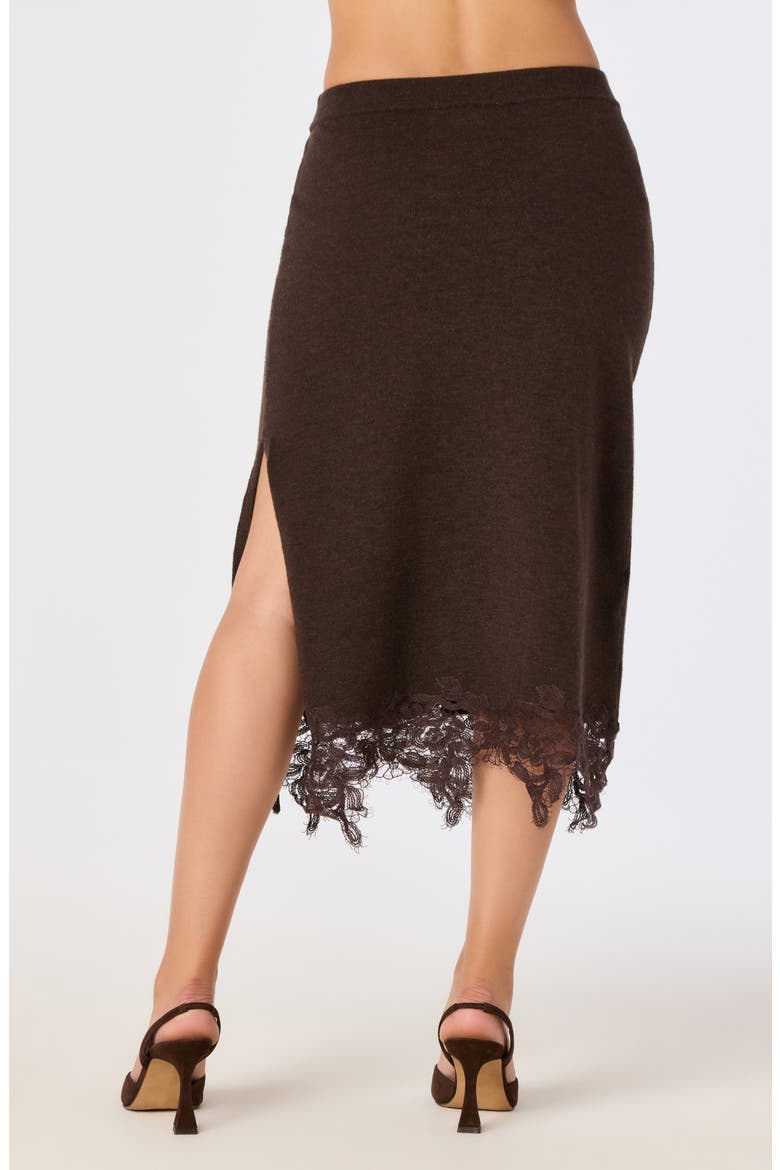 Nadine Lace Hem Midi Skirt, Alternate, color, BROWN