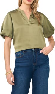 Vince Camuto Puff Sleeve Satin Top