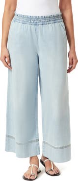 Kensie Drapey Stitch Detail Wide Leg Jeans