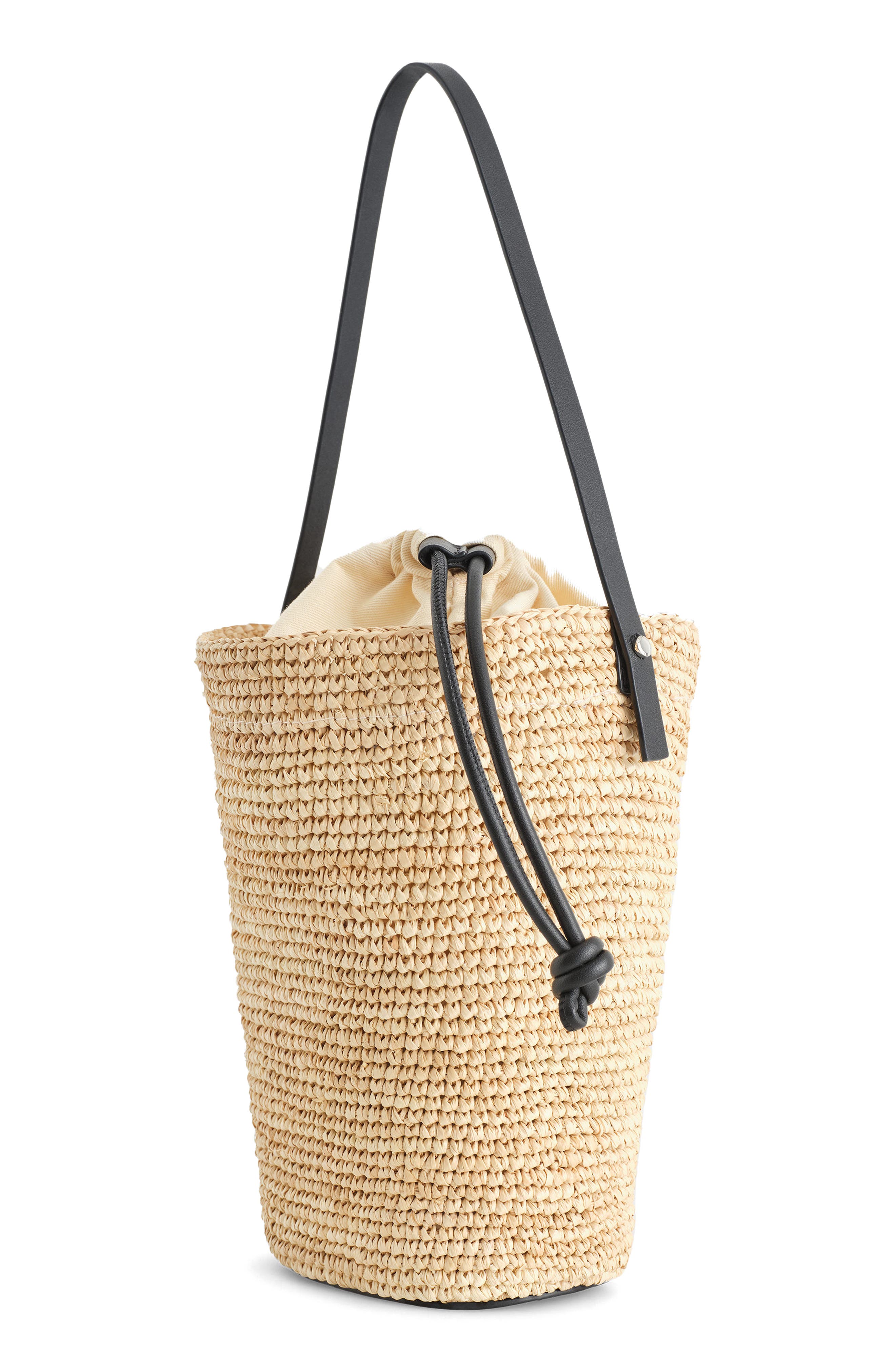 COS Mini Straw Bucket Bag, Alternate, color, 