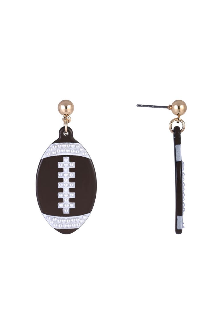 Game Day Football Earrings, Alternate, color, Brown