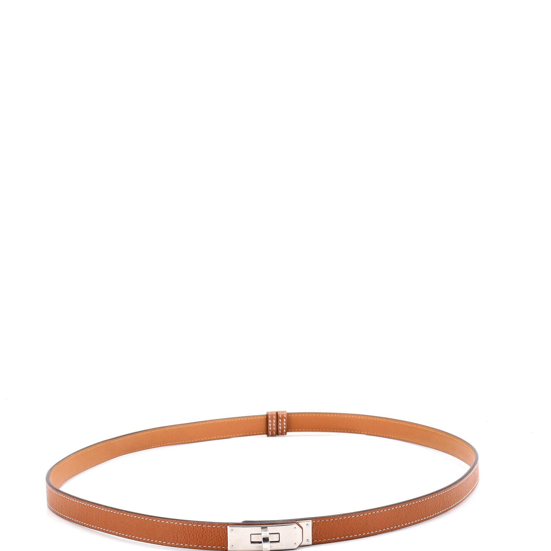 Pre-Owned Hermes Kelly Belt Leather Thin, Alternate, color, Brown