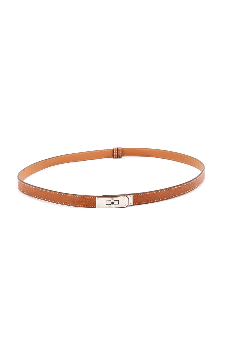 Pre-Owned Hermes Kelly Belt Leather Thin, Alternate, color, Brown