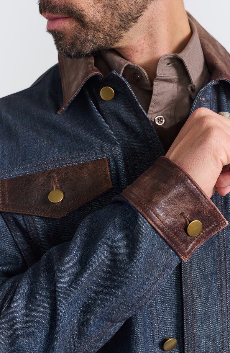 FLYNT Leather Trim Denim Jacket, Alternate, color, Denim Blue