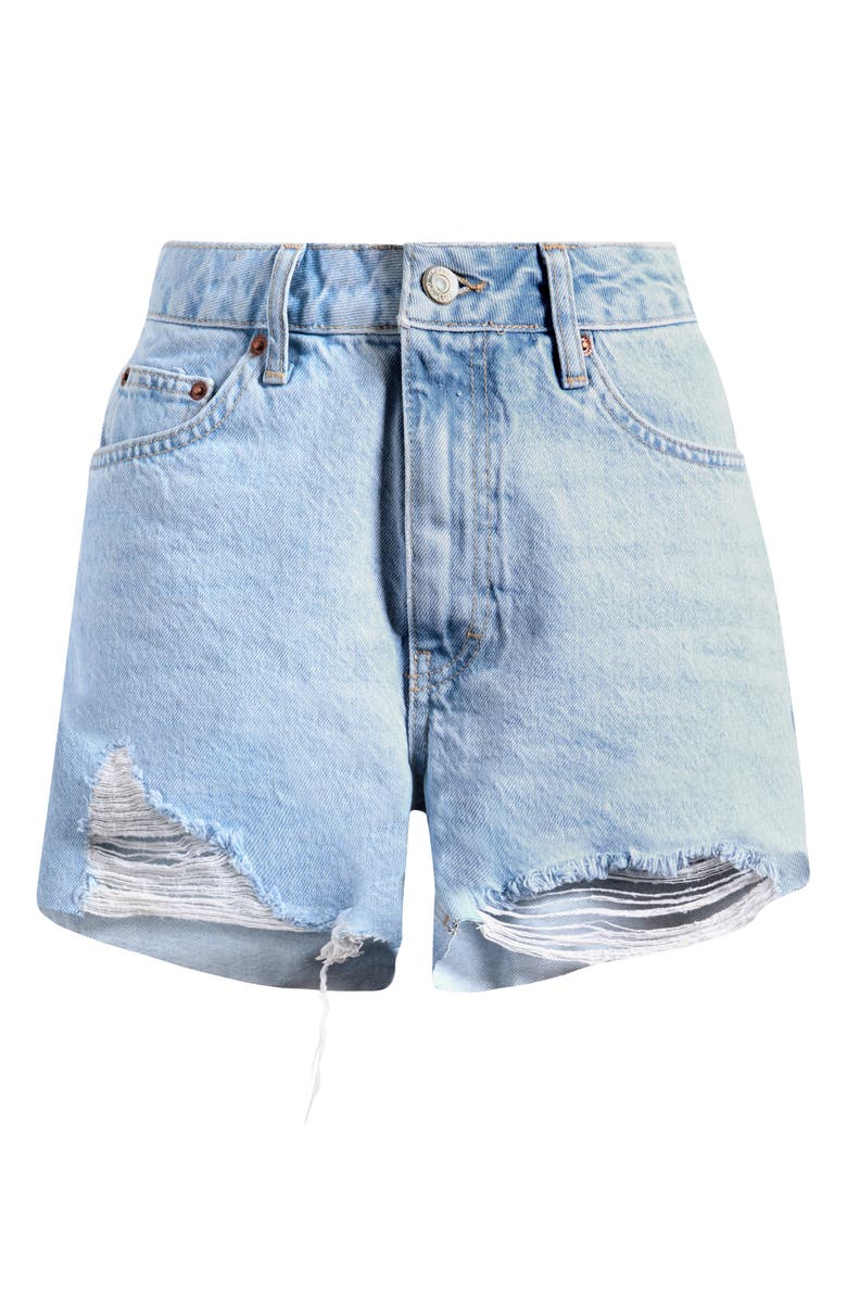 Topshop Frayed Hem Cutoff Denim Shorts, Alternate, color, Light Blue