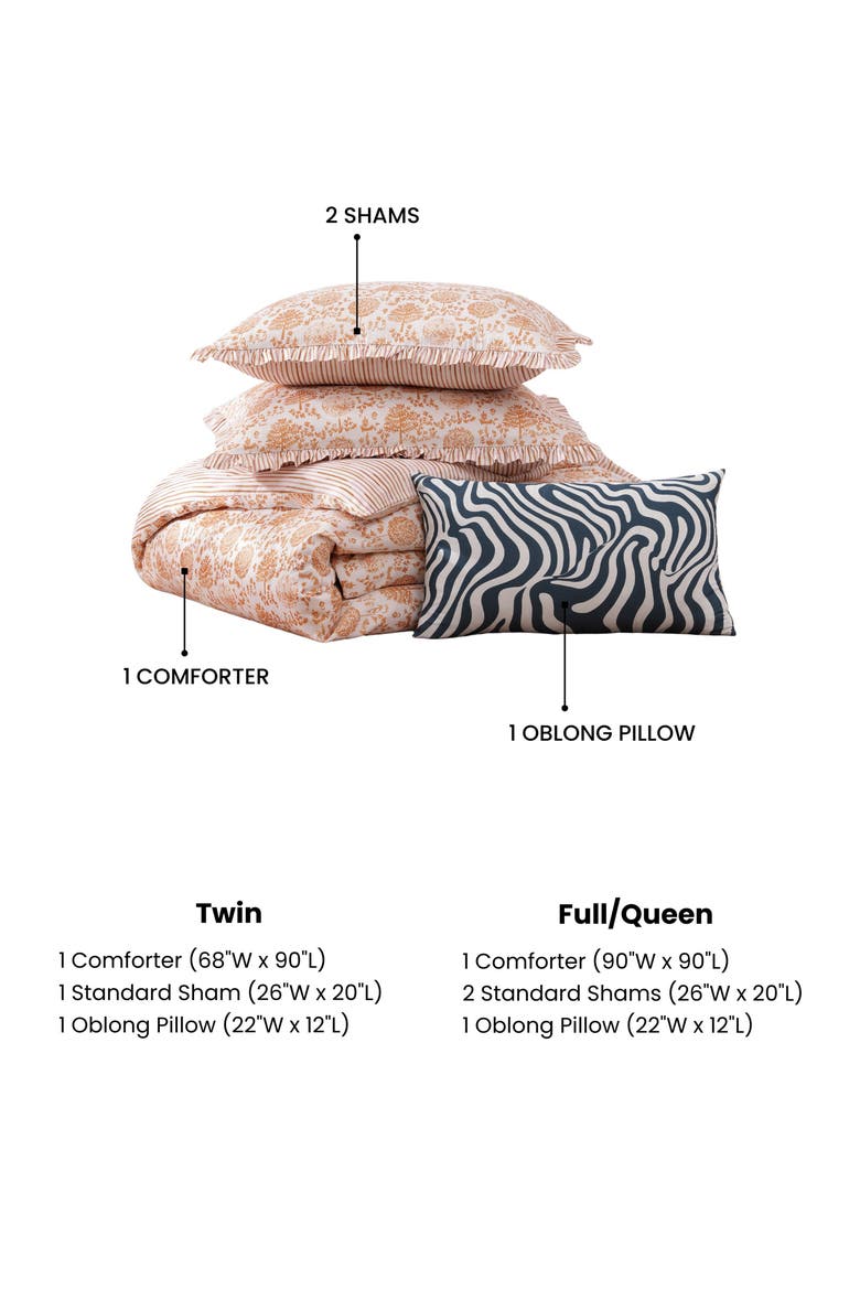 Clay Trees Reversible Comforter Set, Alternate, color, ORANGE