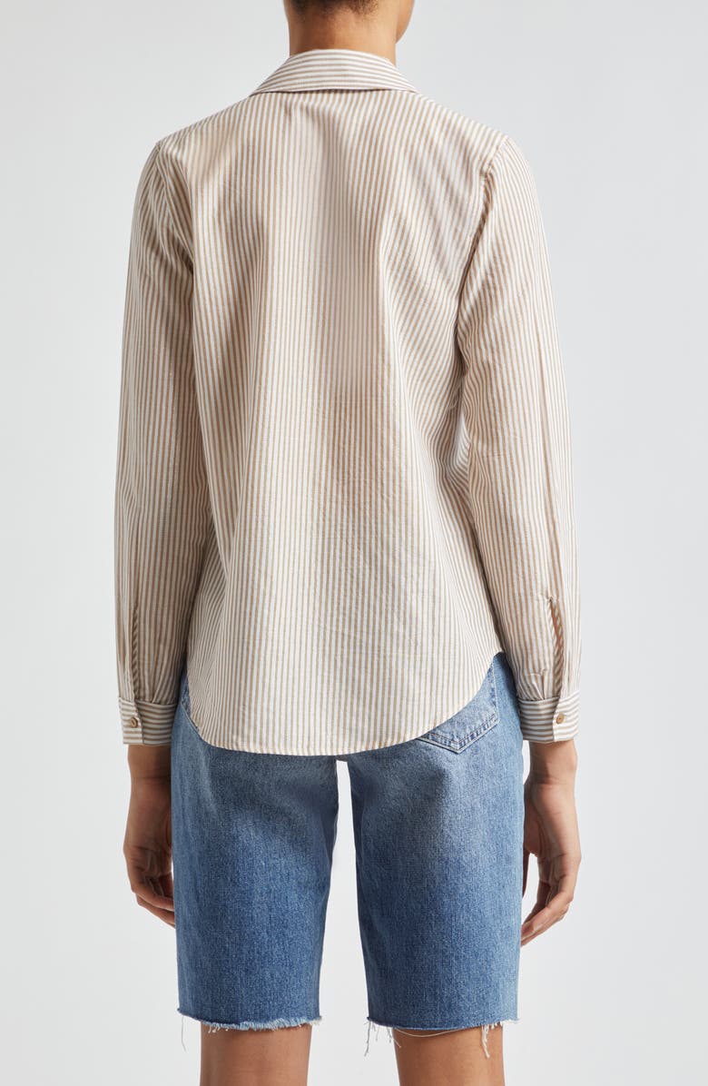 L'AGENCE Laurent Metallic Stripe Button-Up Shirt, Alternate, color, Dark Cappuccino/ Gold