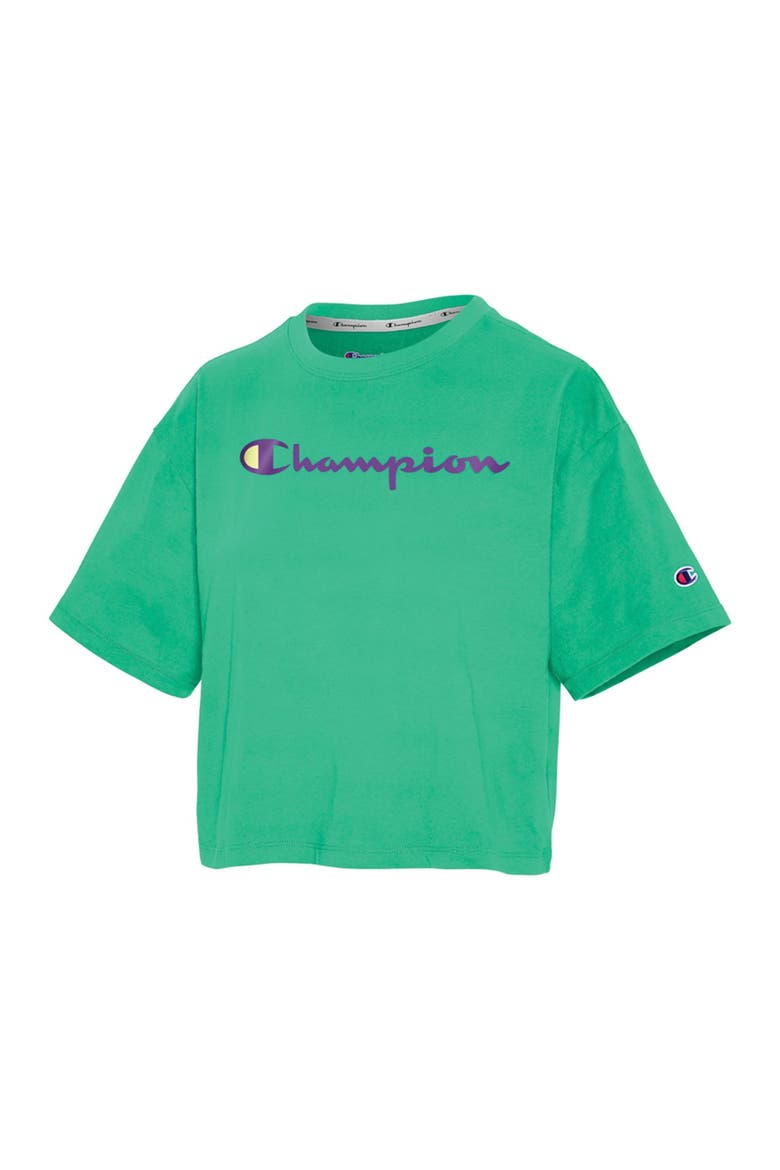 The Cropped Logo T-Shirt, Main, color, GREEN ALIV