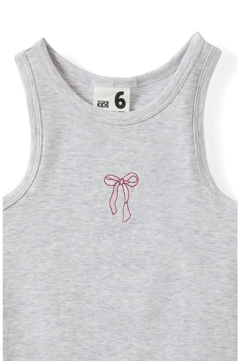 Kid's Fitted Essential Racer Back Tank, Alternate, color, Grey Marle Bow