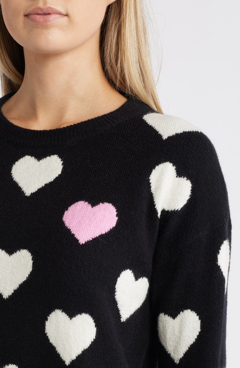 Caslon<sup>®</sup> Hearts Jacquard Crewneck Sweater, Alternate, color,