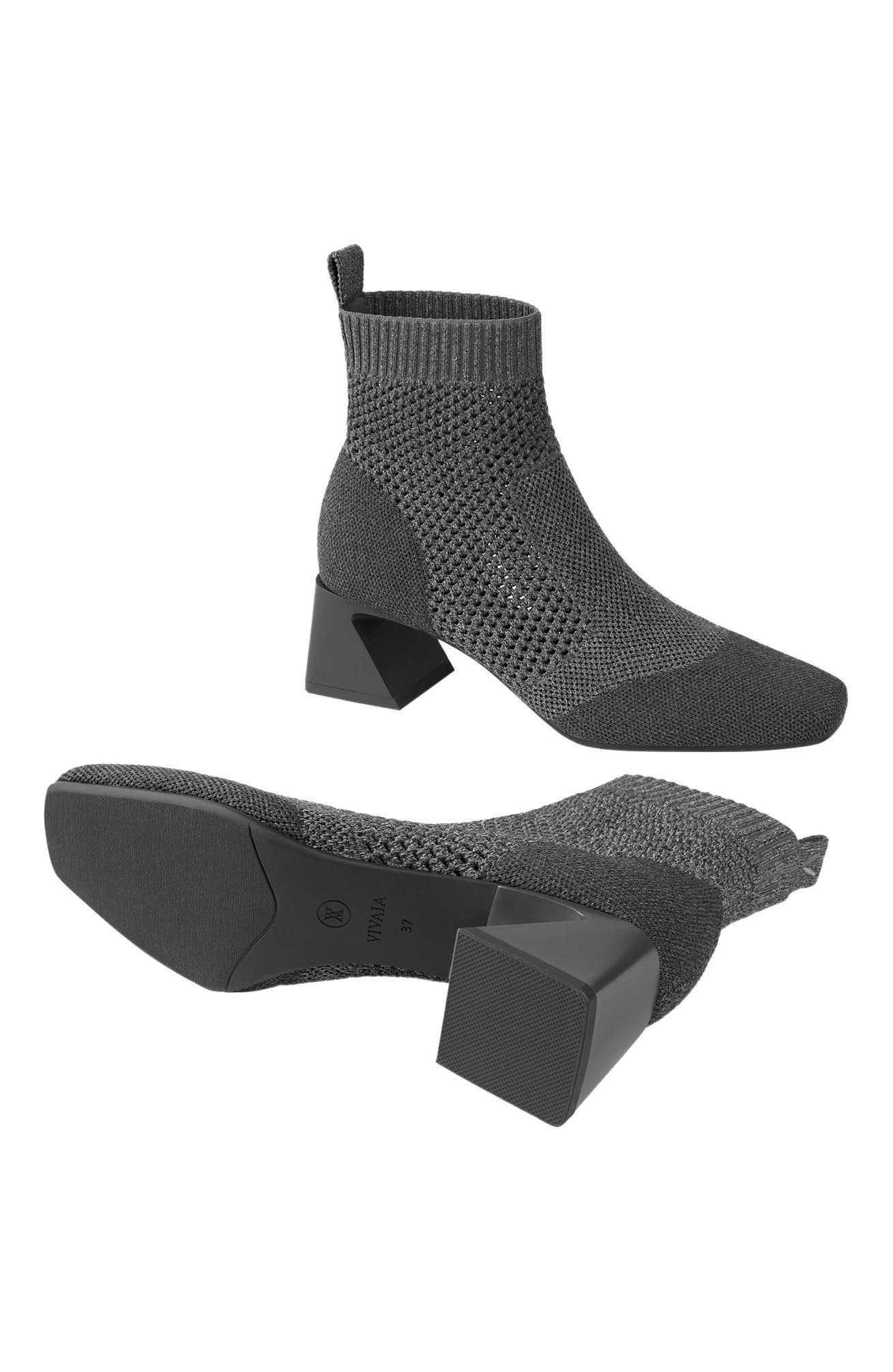 VIVAIA Square-Toe Perforated Heeled Boots, Alternate, color, Lava Grey