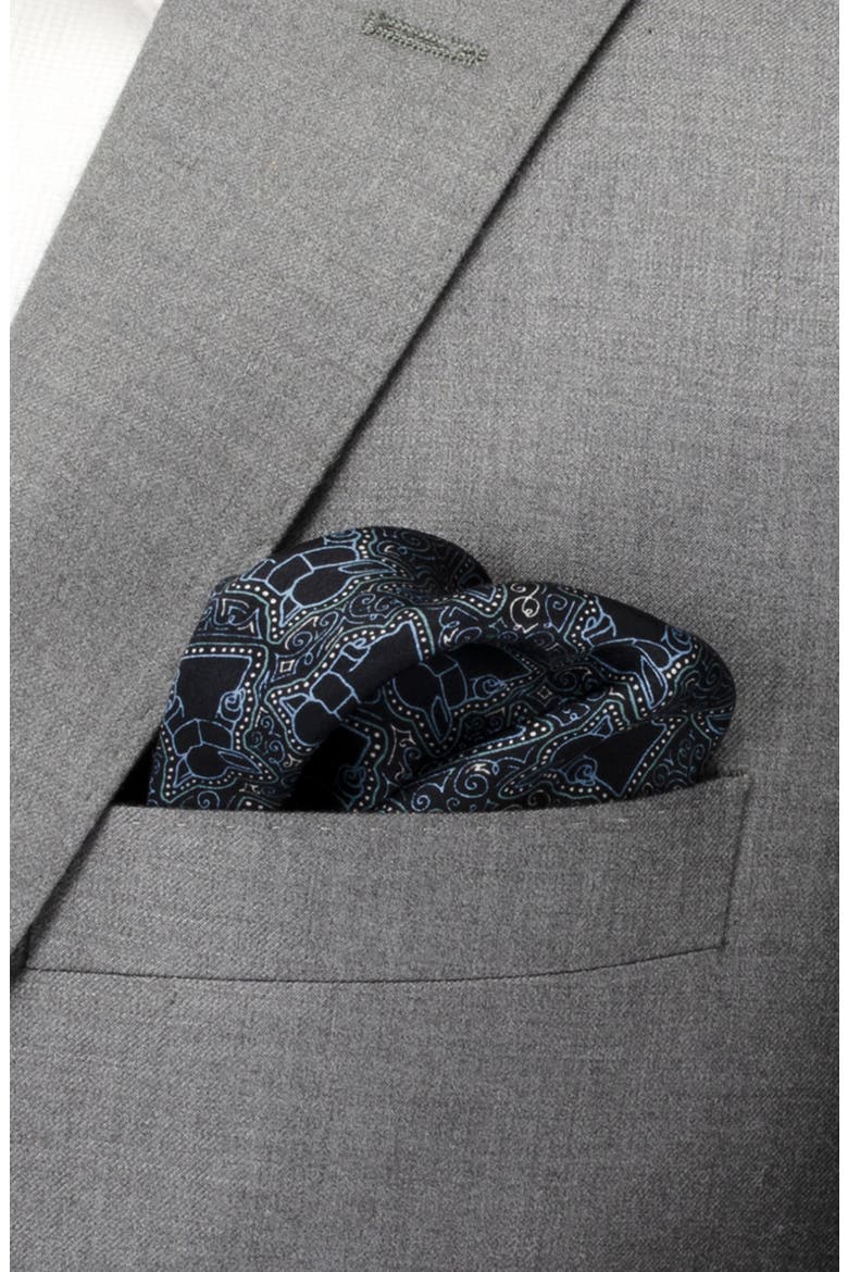 Grogu Silk Pocket Square, Alternate, color, NAVY