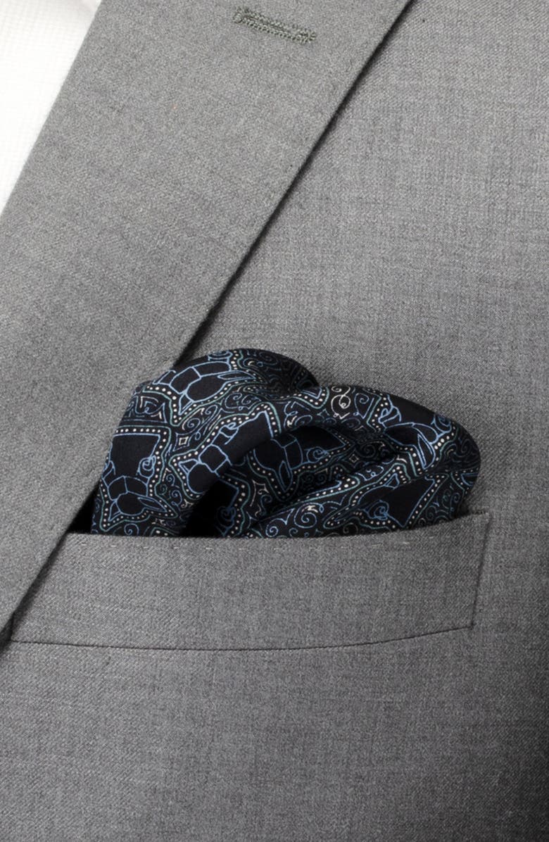 Cufflinks, Inc. Grogu Silk Pocket Square, Alternate, color, Navy