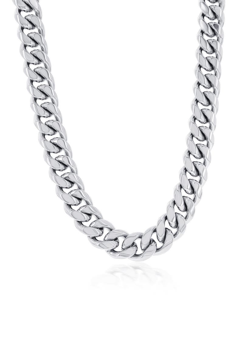 Men's Cuban Chain Necklace, Main, color, SILVER