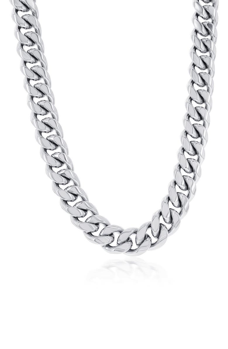 BLACKJACK Men's Cuban Chain Necklace, Main, color, Silver