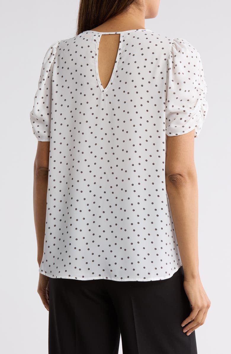 Renee C Polka Dot V-Neck Top, Alternate, color, Ivory