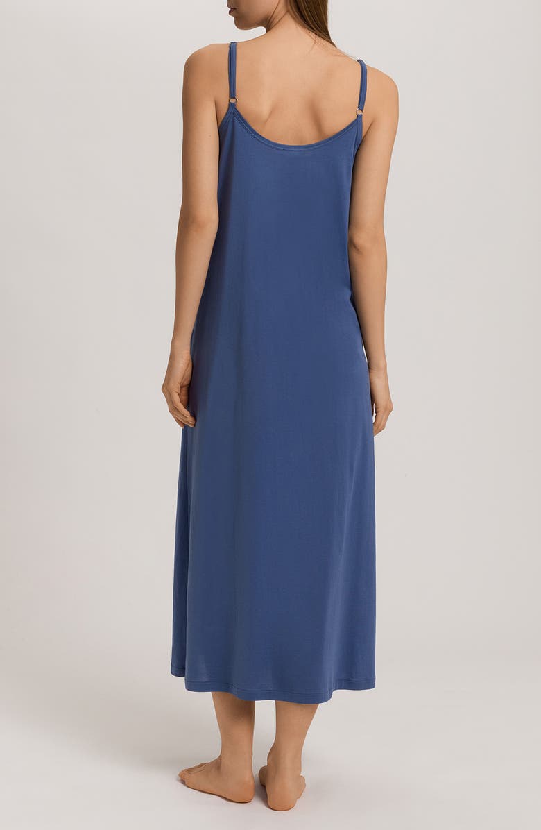 Hanro Juliet Pleat Neck Cotton Nightgown, Alternate, color, Slate Blue