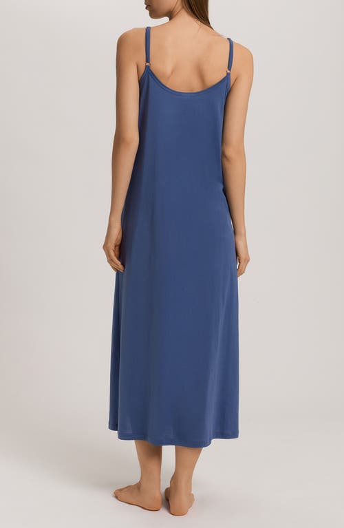 Hanro Juliet Pleat Neck Cotton Nightgown In Blue