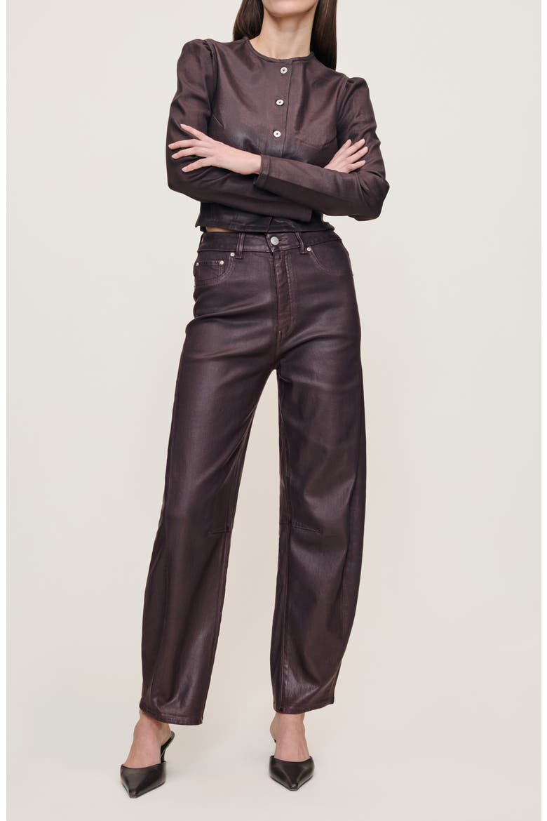 Miro Coated High Waist Barrel Jeans, Alternate, color, COCOA COATED