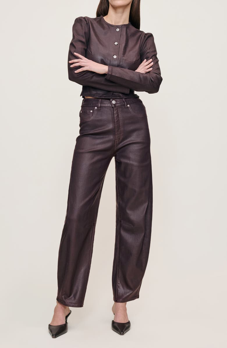 DL1961 Miro Coated High Waist Barrel Jeans, Alternate, color, Cocoa Coated