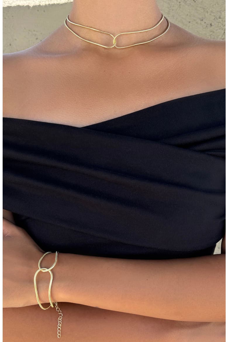Interlocking Chevron Chain Necklace, Alternate, color, GOLD