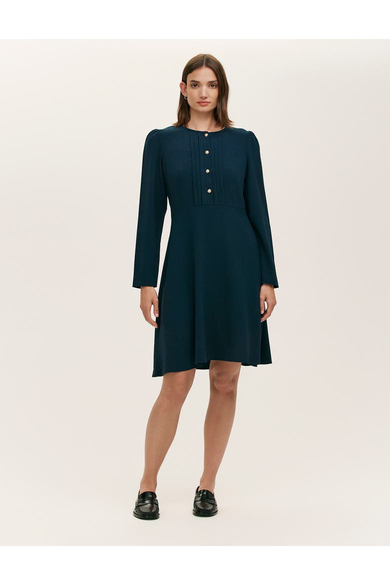 Shauna Crepe Long Sleeve Short Dress, Main, color, Navy