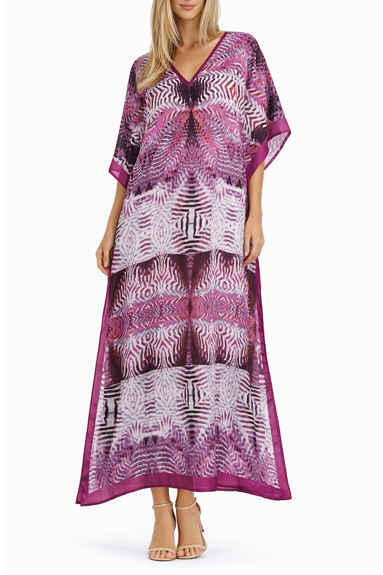 Print V-Neck Maxi Caftan, Main, color, PINK