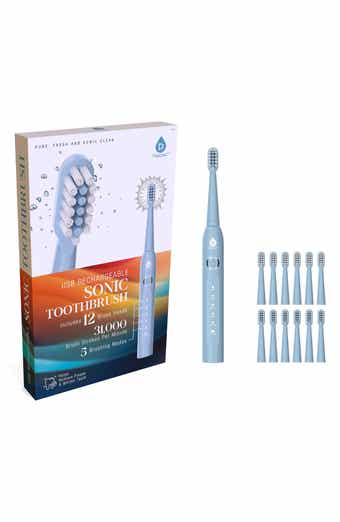 USB Rechargeable Sonic Toothbrush with 12 Brush Heads