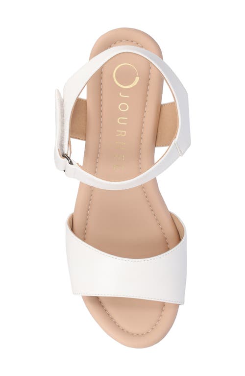 Journee Collection Ranae Platform Wedge Cork Sandal In White