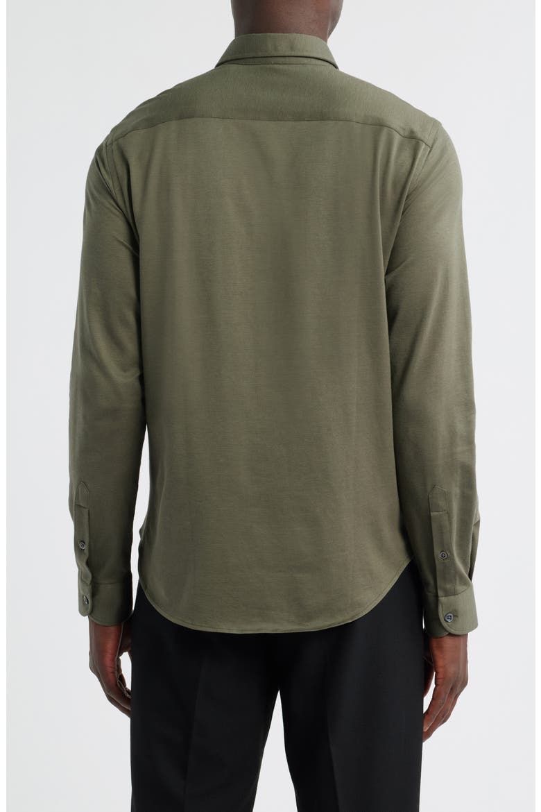 Solid Cotton Piqué Button-Up Shirt, Alternate, color, SOLID MEDIUM GREEN